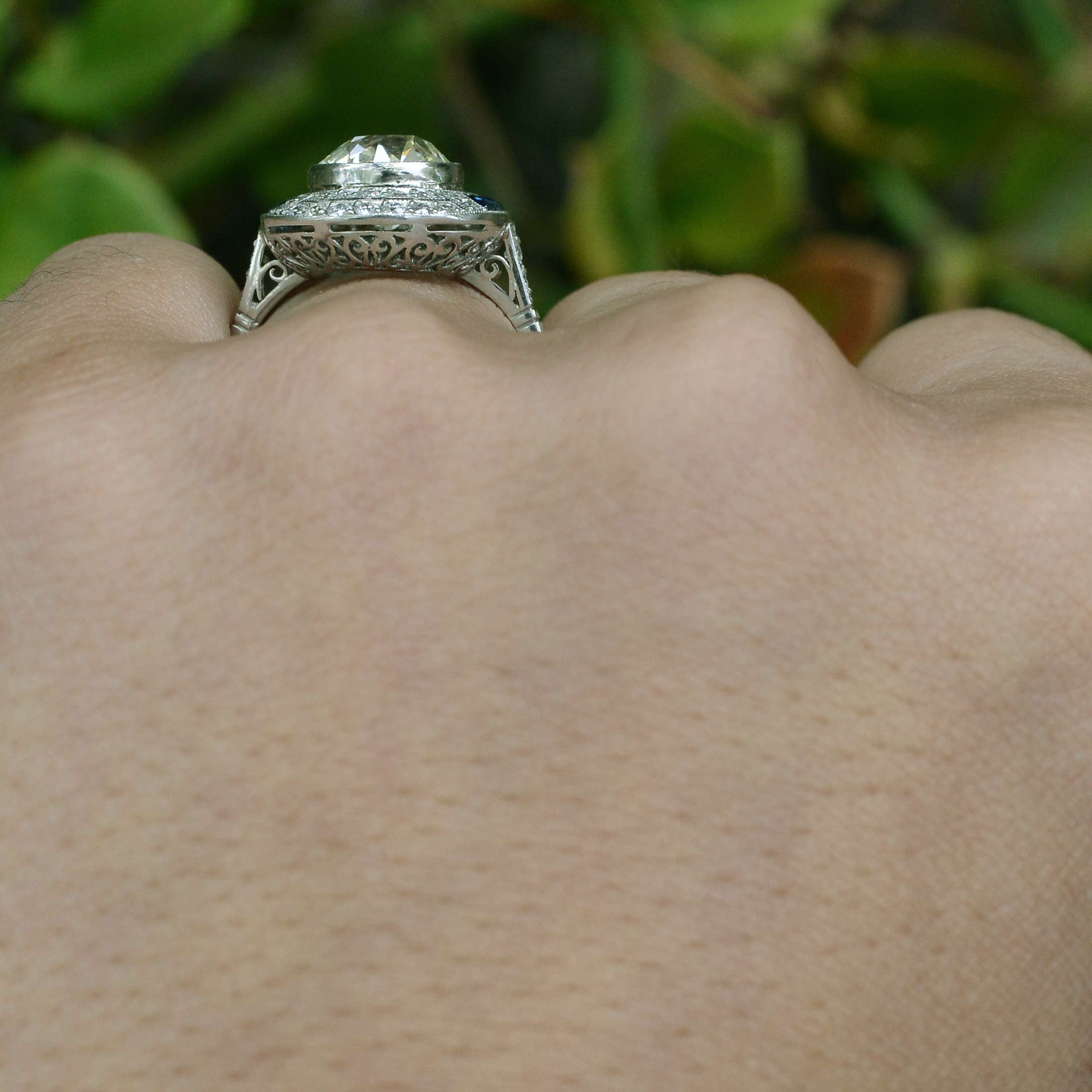 Two carat heirloom diamond Art Deco style wedding ring.