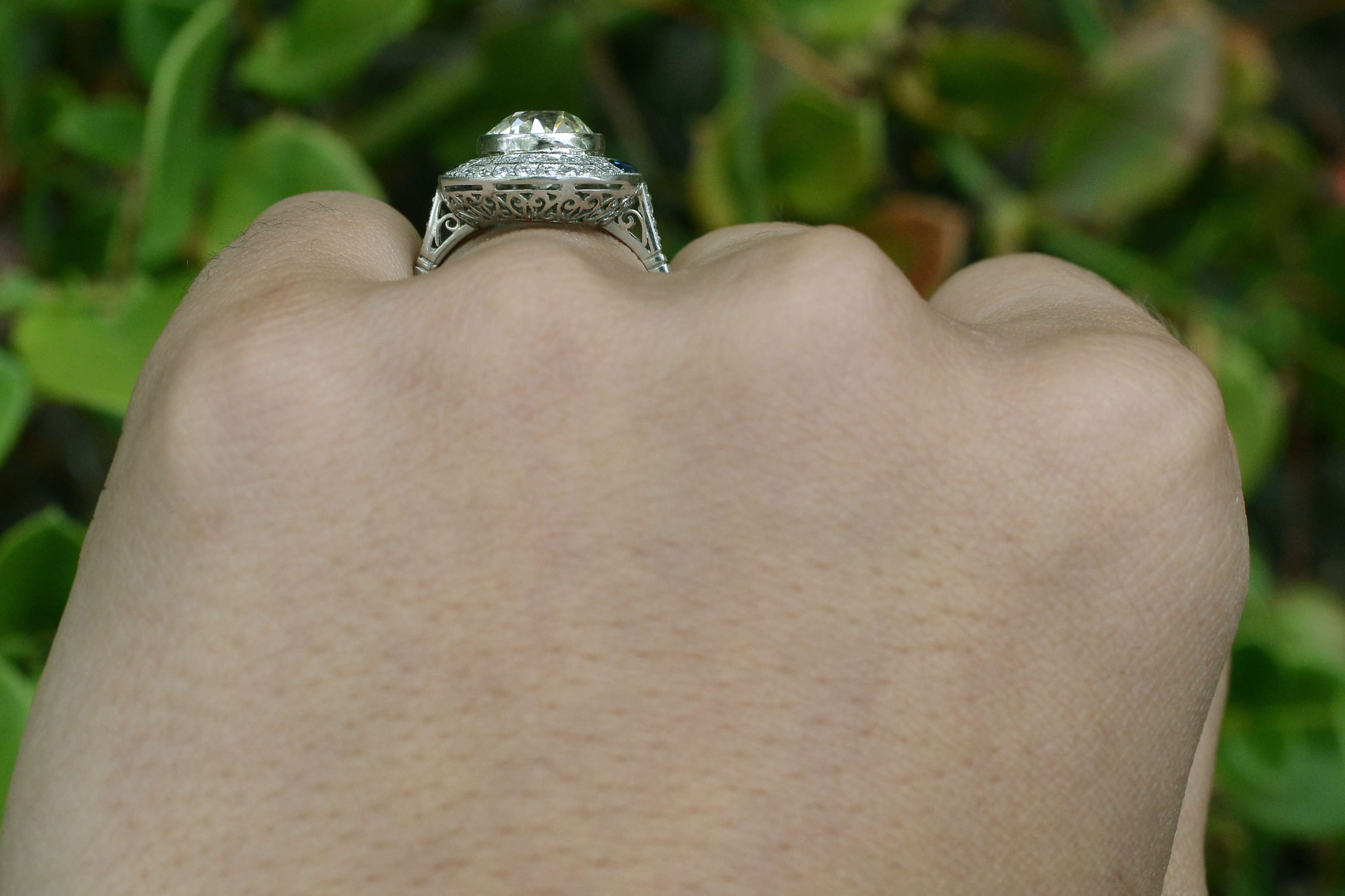 Two carat heirloom diamond Art Deco style wedding ring.