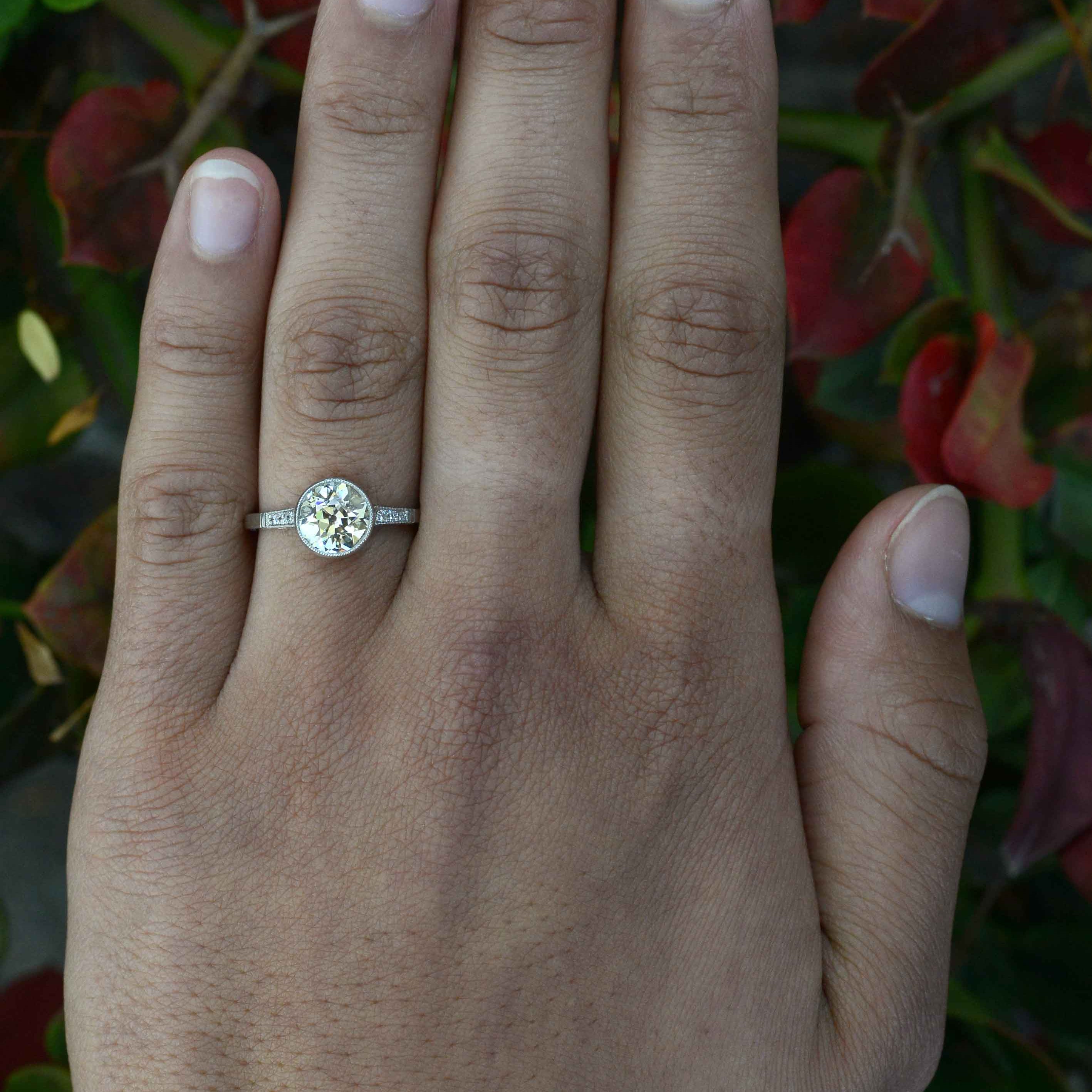 A two carat old mine brilliant diamond solitaire.