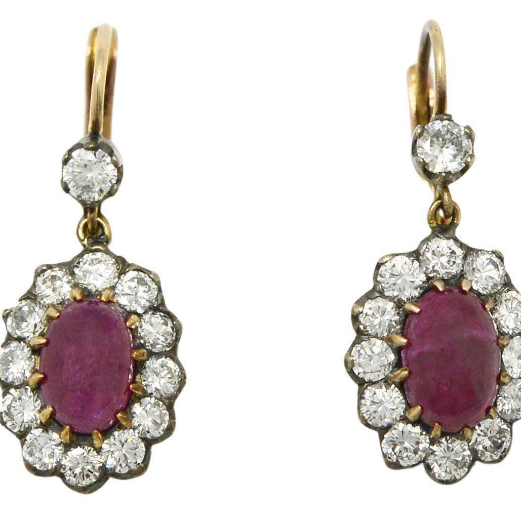 Vintage Ruby Cluster Earrings