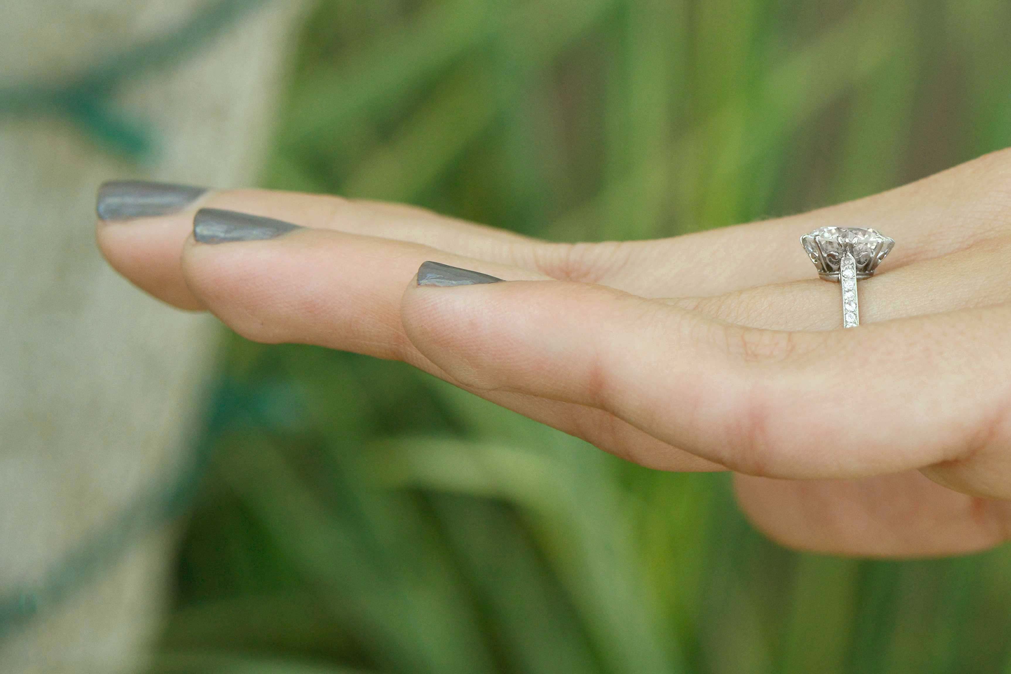 2 Carat Diamond Solitaire Engagement Ring Fleur Des Lis Art Deco