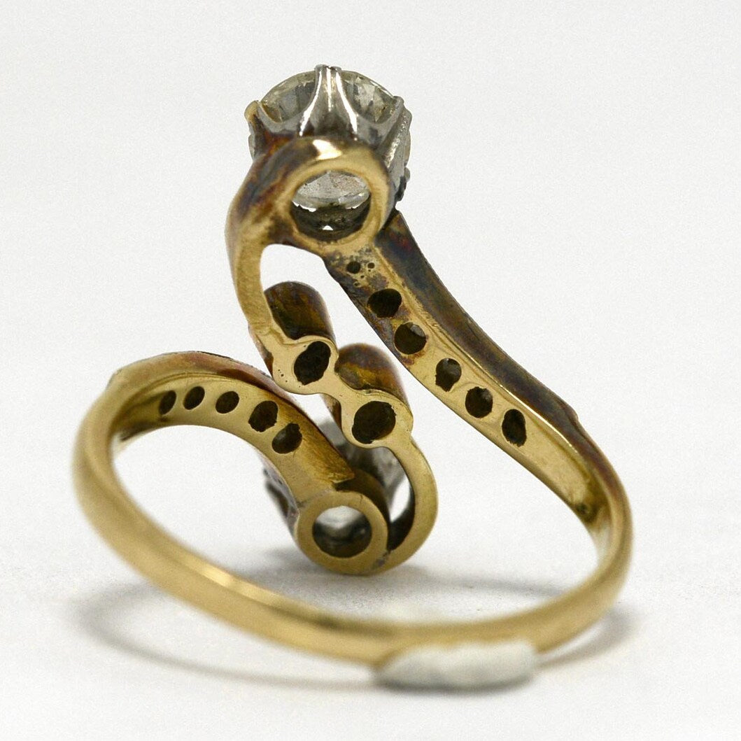 Tahoe Toi Et Moi Antique Engagement Ring 2 Tone Platinum Gold Bypass