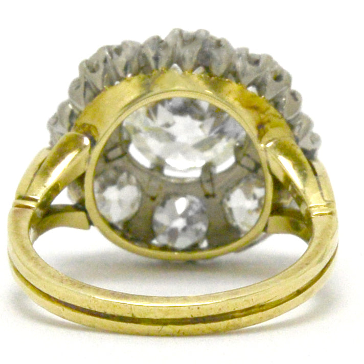 Dallas Antique Cluster Diamond Engagement Ring 3.5 Carats 18K Gold Victorian