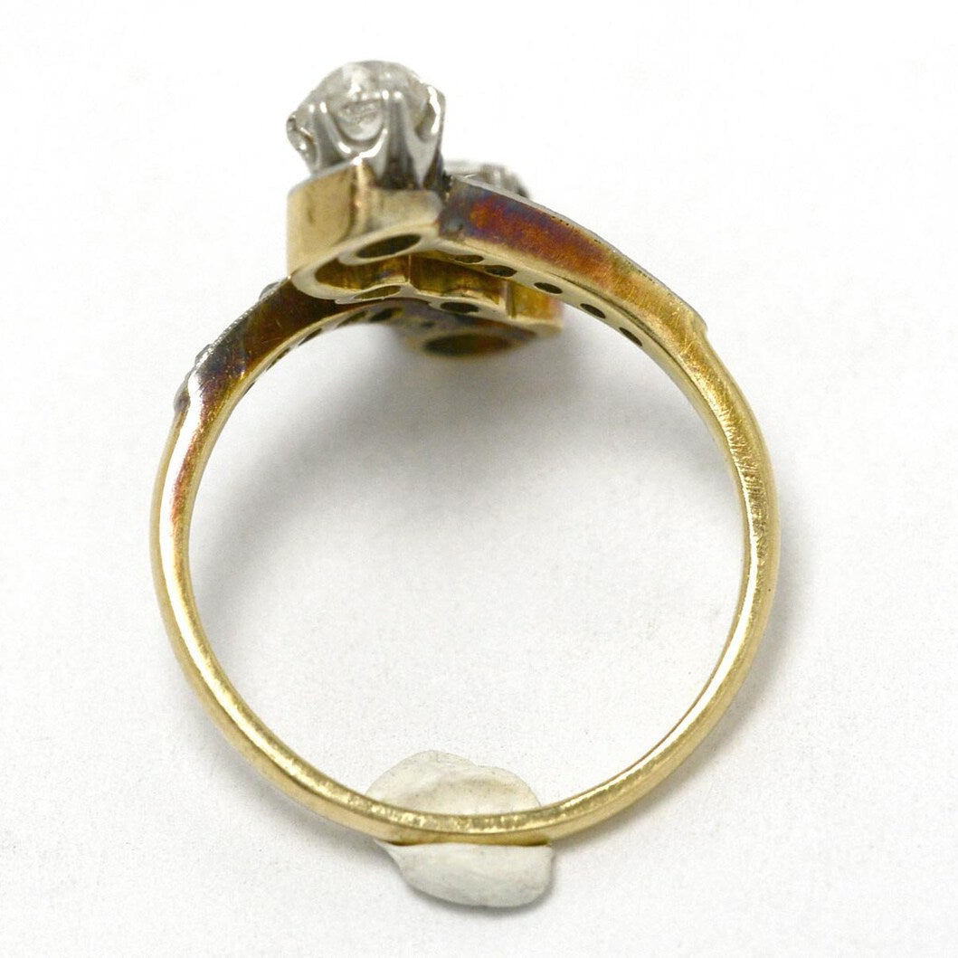 Tahoe Toi Et Moi Antique Engagement Ring 2 Tone Platinum Gold Bypass