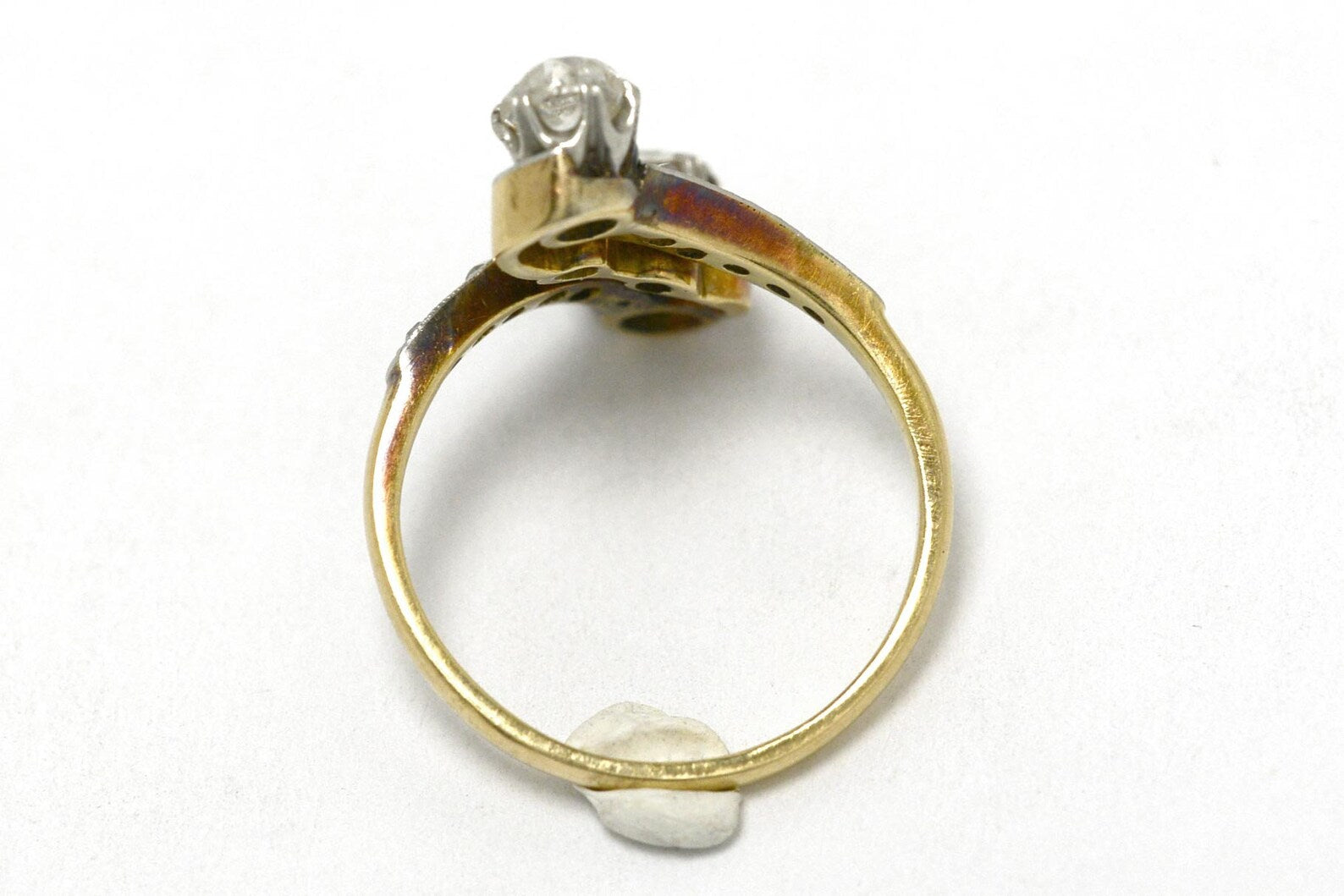 Tahoe Toi Et Moi Antique Engagement Ring 2 Tone Platinum Gold Bypass