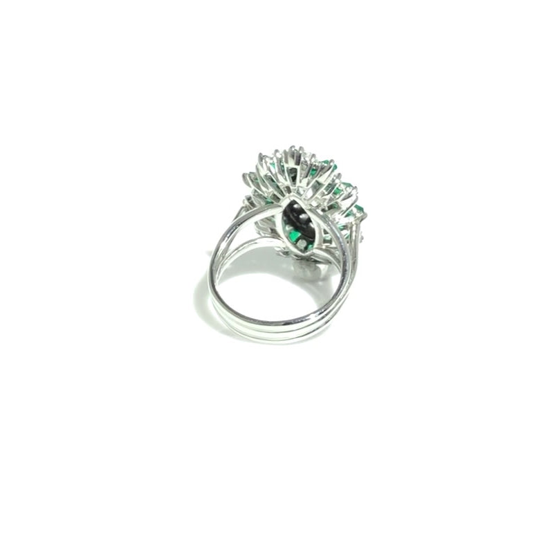 Bel Air Marquise Diamond 2.70 Carat Emerald Cocktail Ring Ballerina Platinum