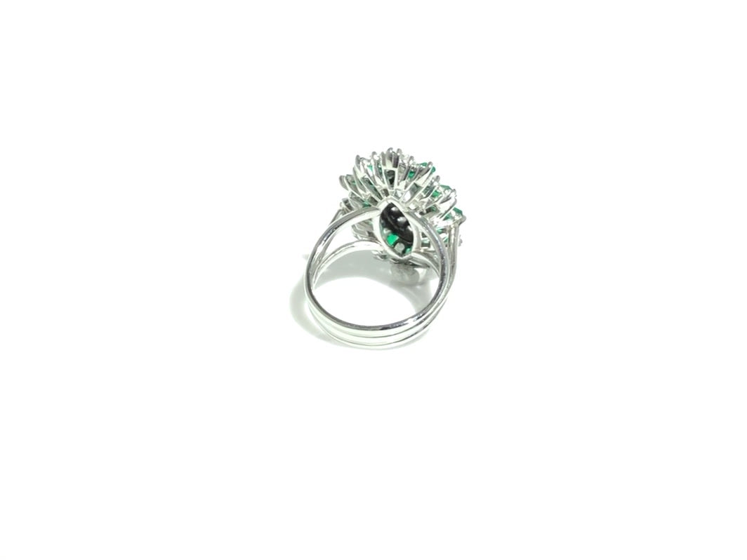 Bel Air Marquise Diamond 2.70 Carat Emerald Cocktail Ring Ballerina Platinum