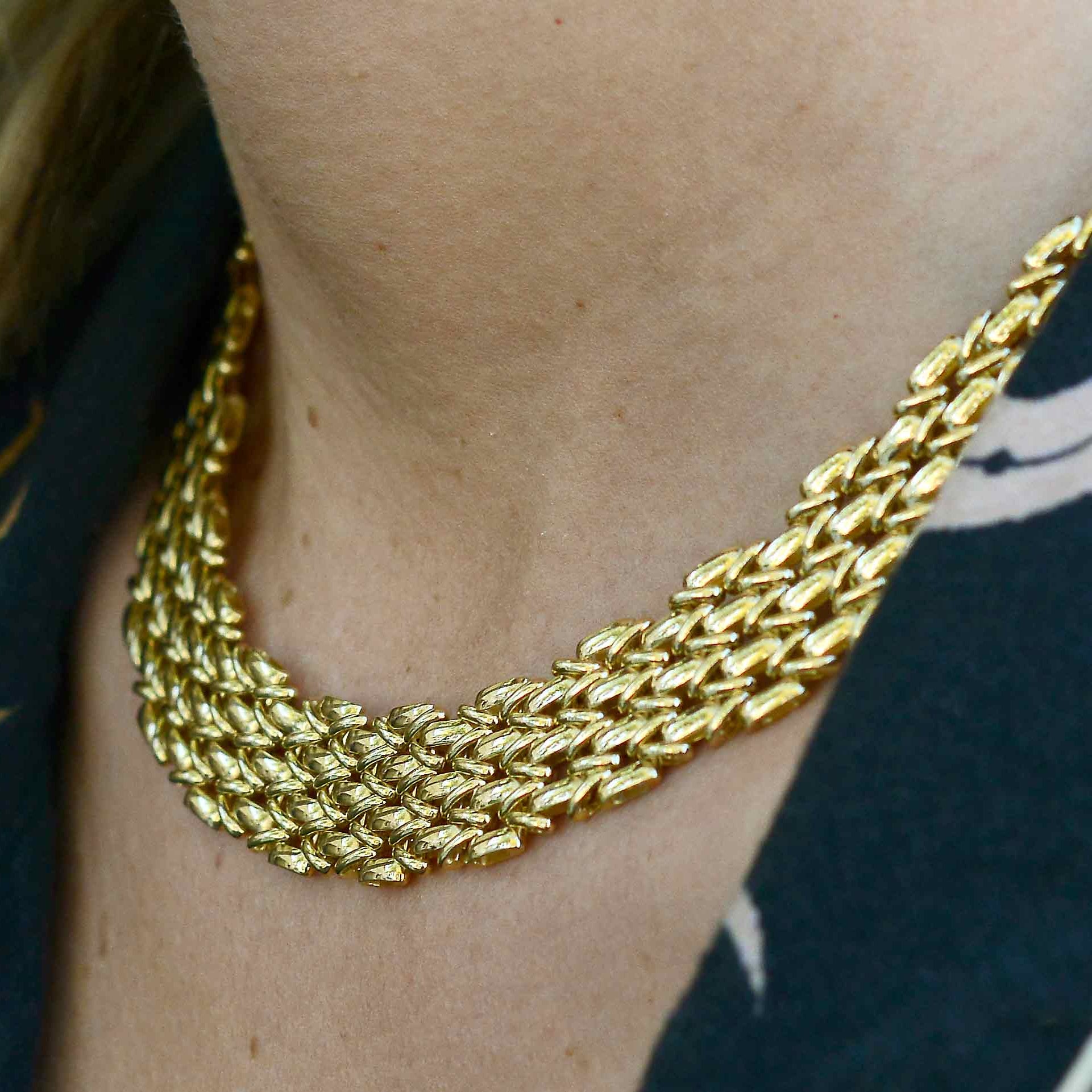 Cartier Panther Style Wide 18K Gold Choker Necklace
