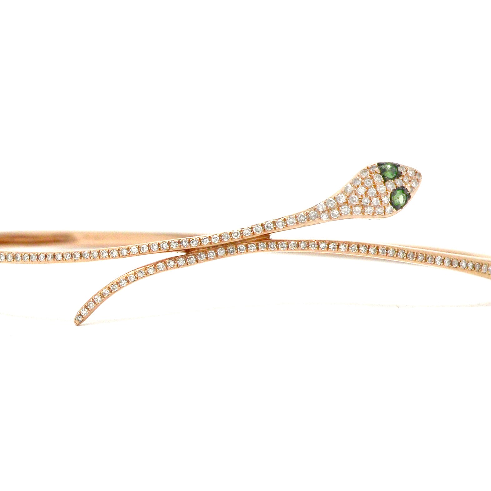 A new, modern rose gold and diamonds snake bracelet.