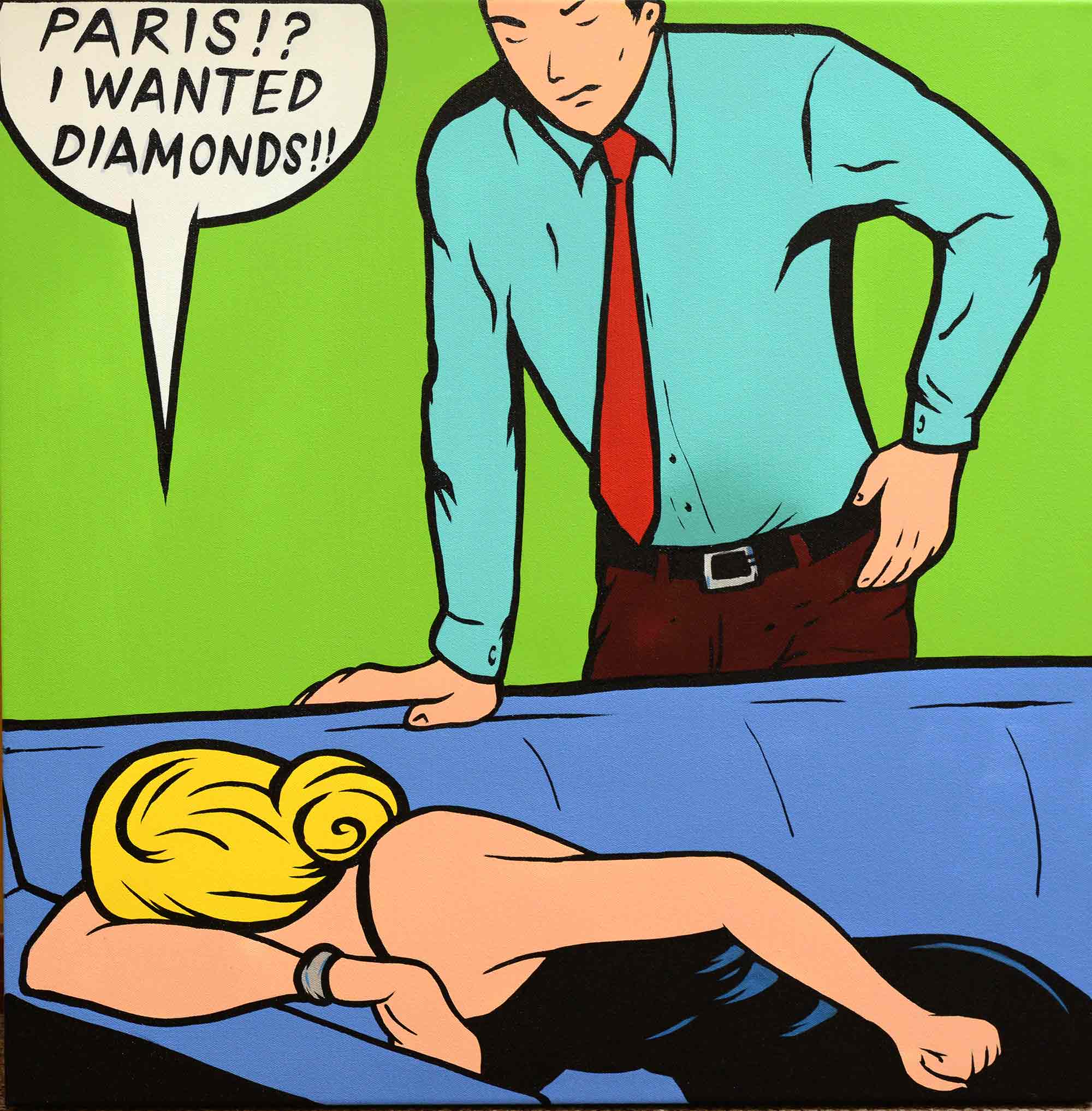 A spray painted canvas by artist Brett Hammond. Paris? I wanted diamonds!