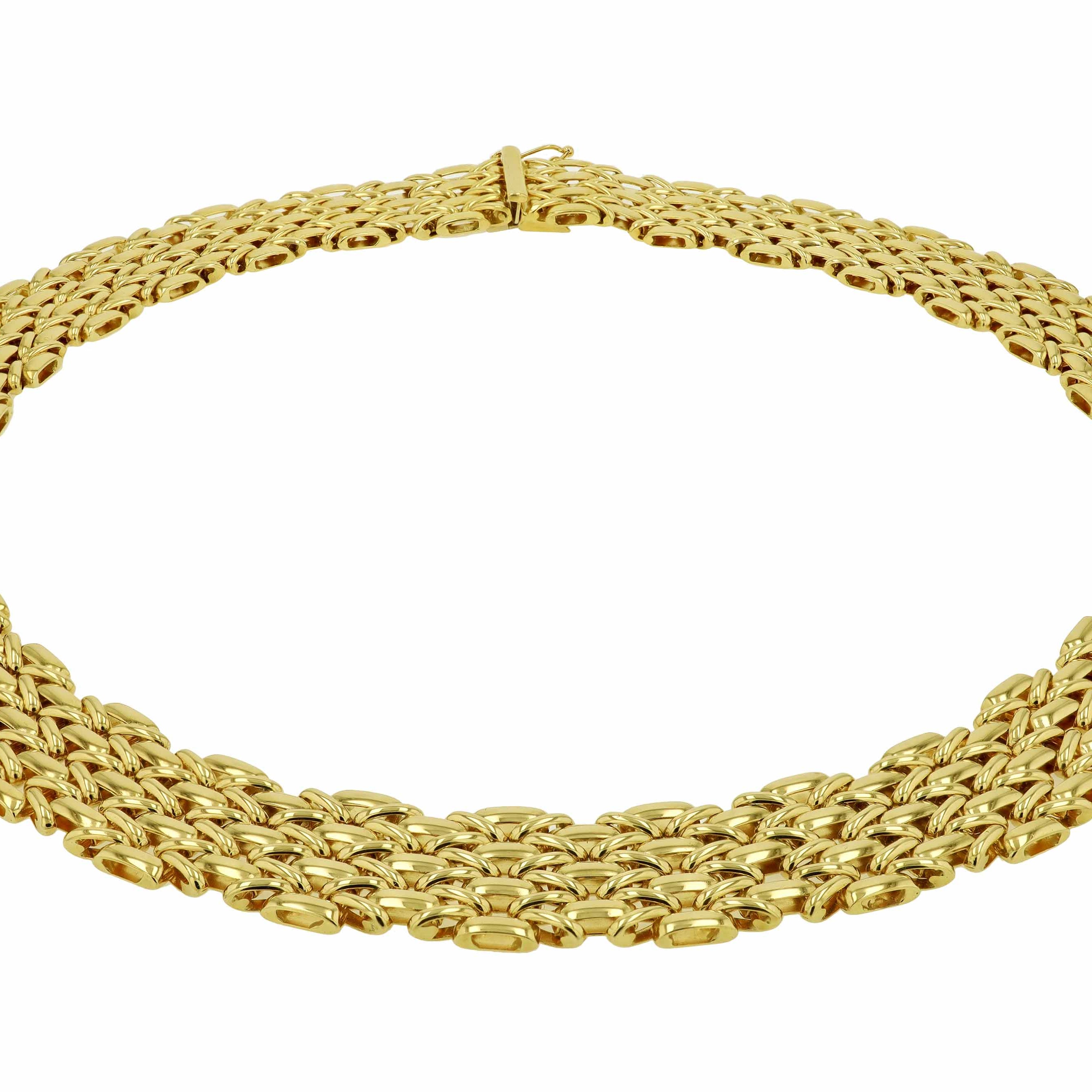Cartier Panther Style Wide 18K Gold Choker Necklace