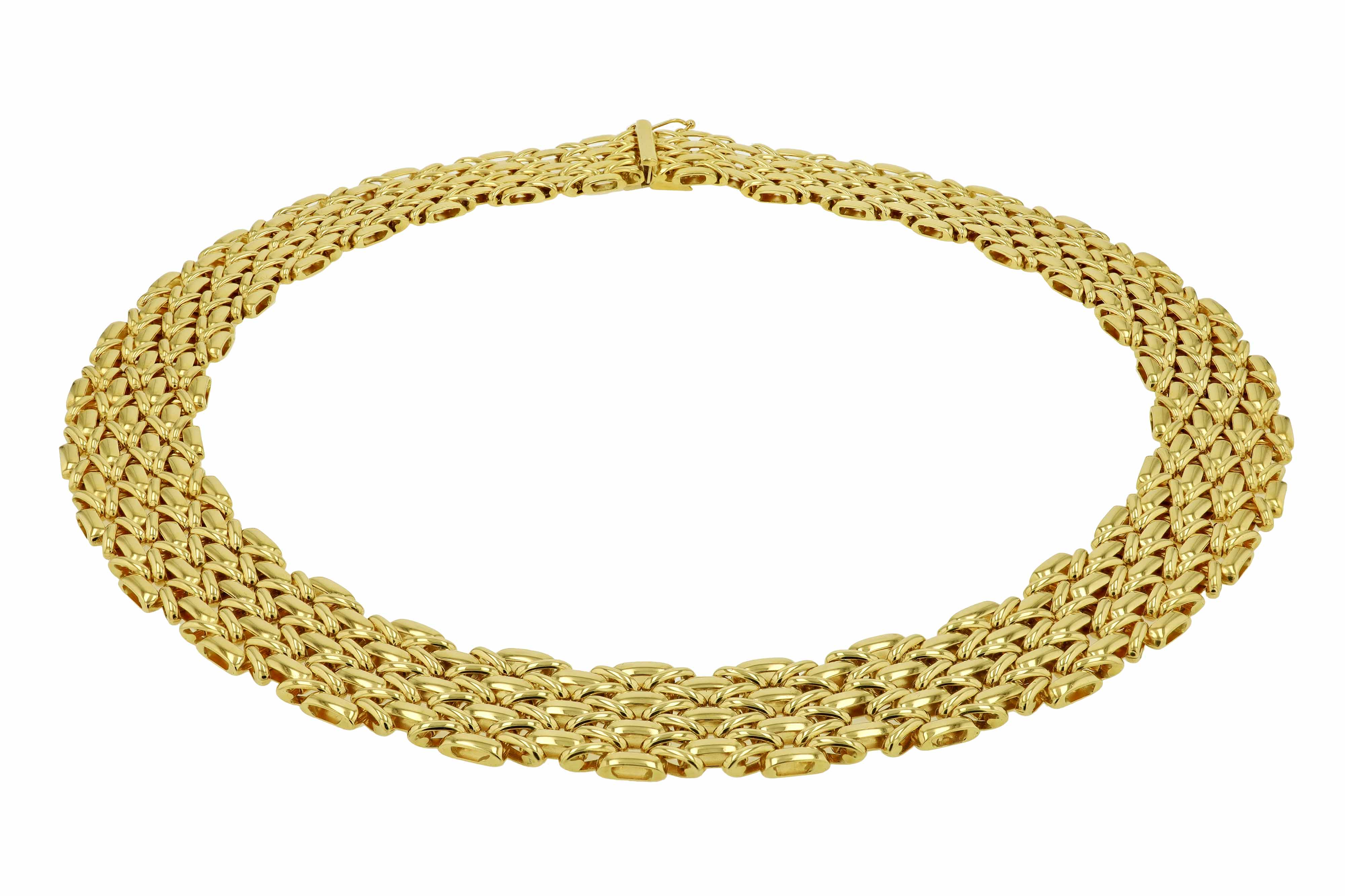 Cartier Panther Style Wide 18K Gold Choker Necklace