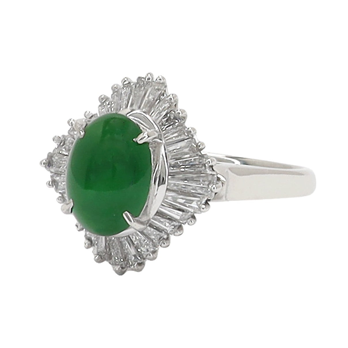 Mid Century Untreated Imperial Jade Ballerina Cocktail Ring