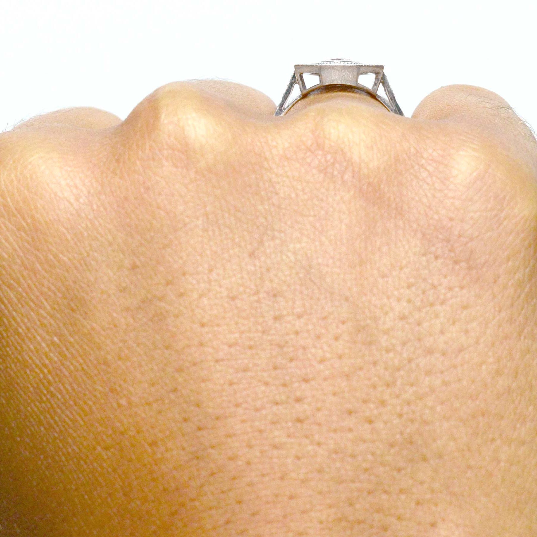 Geometric design 18k white gold ring.