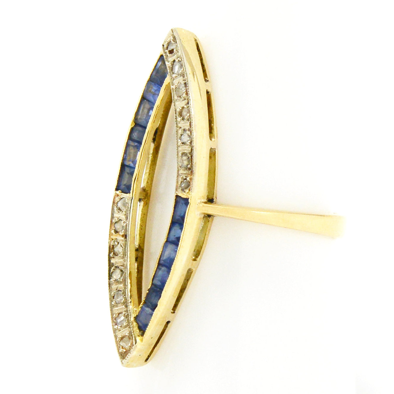 A size 7 and a half, gold antique Art Deco cocktail ring.