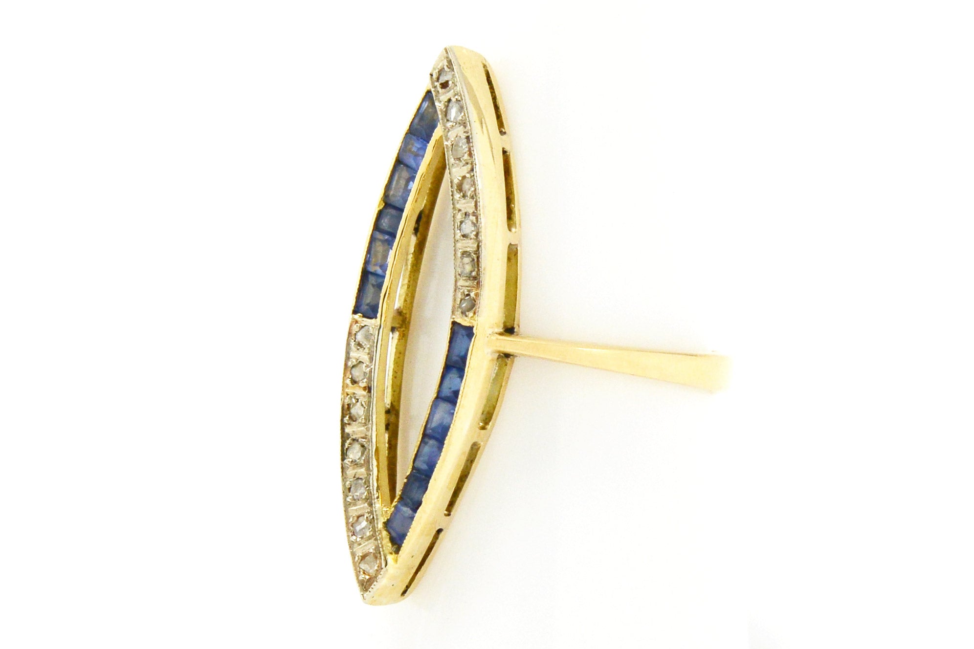 A size 7 and a half, gold antique Art Deco cocktail ring.