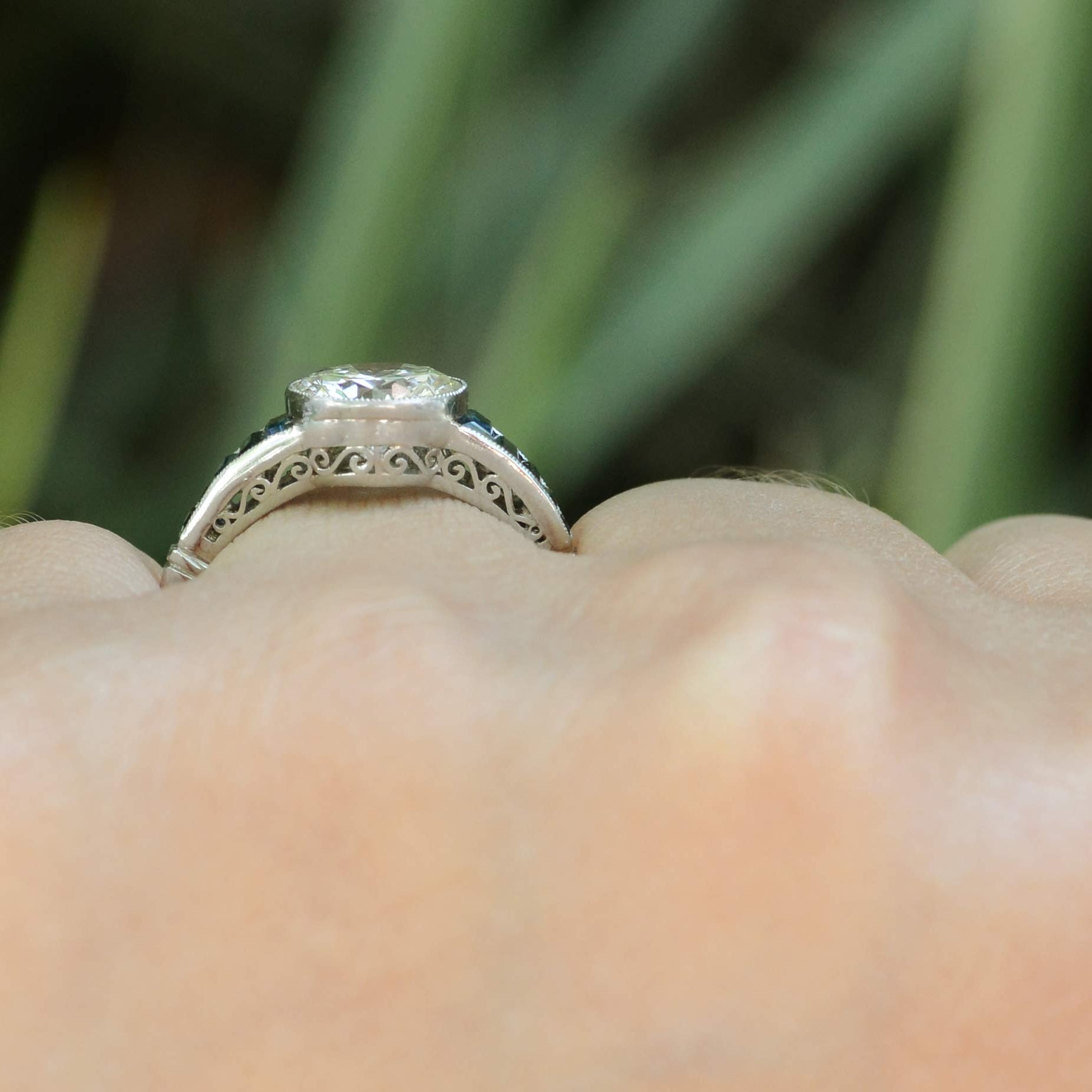 Diamond and Sapphire Engagement Ring