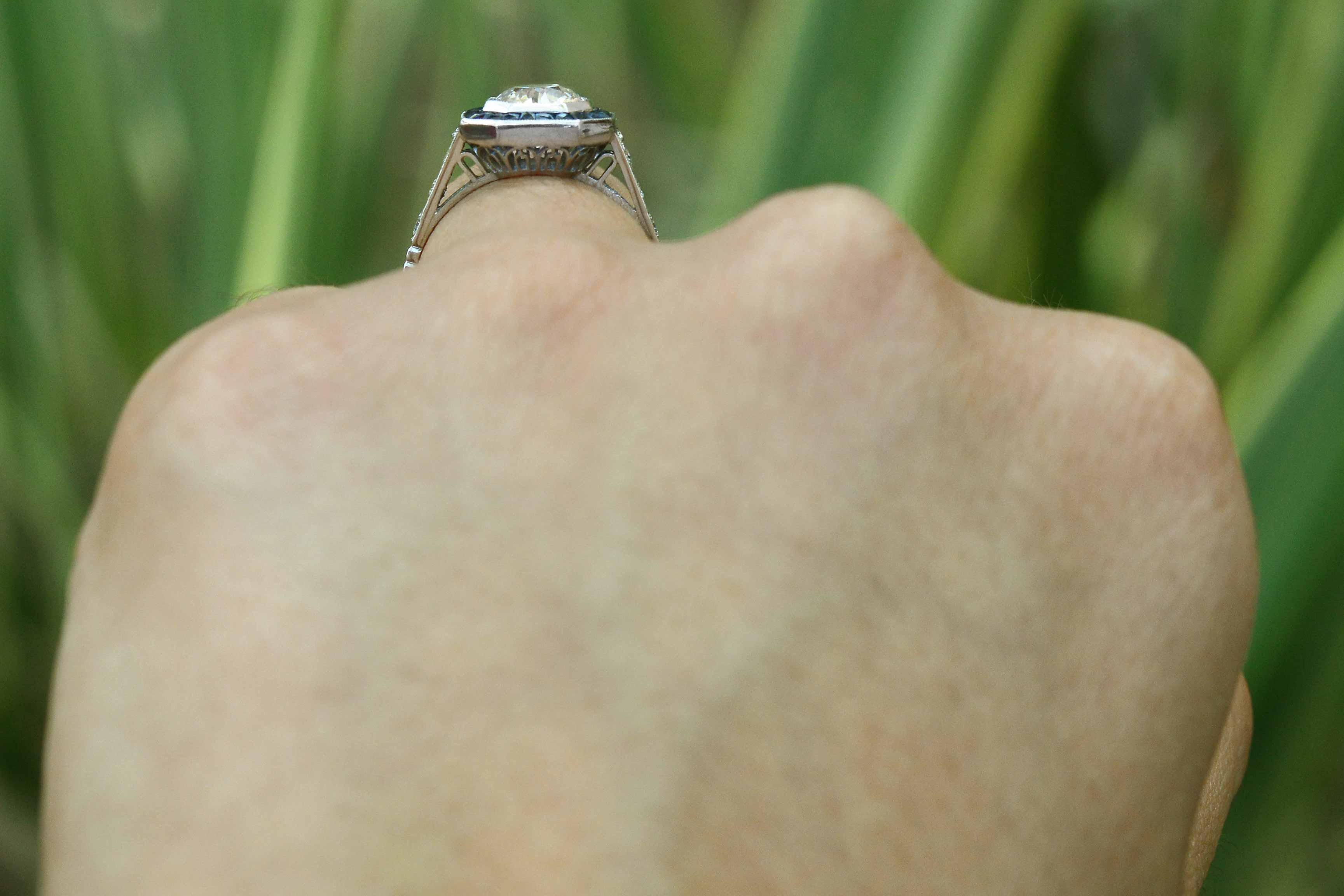 A new Art Deco style ring, set with an antique diamond.