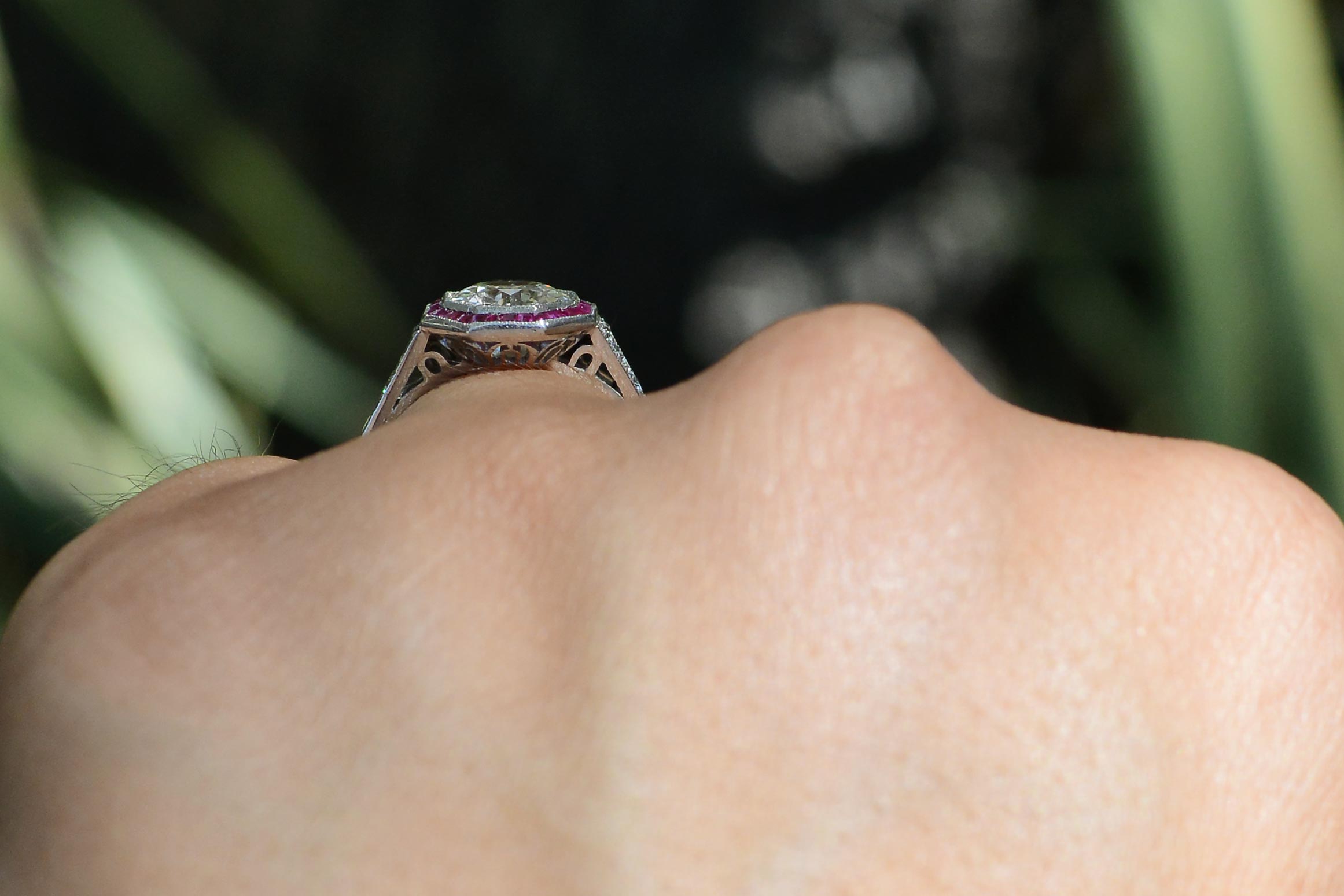 Diamond and Ruby Engagement Ring