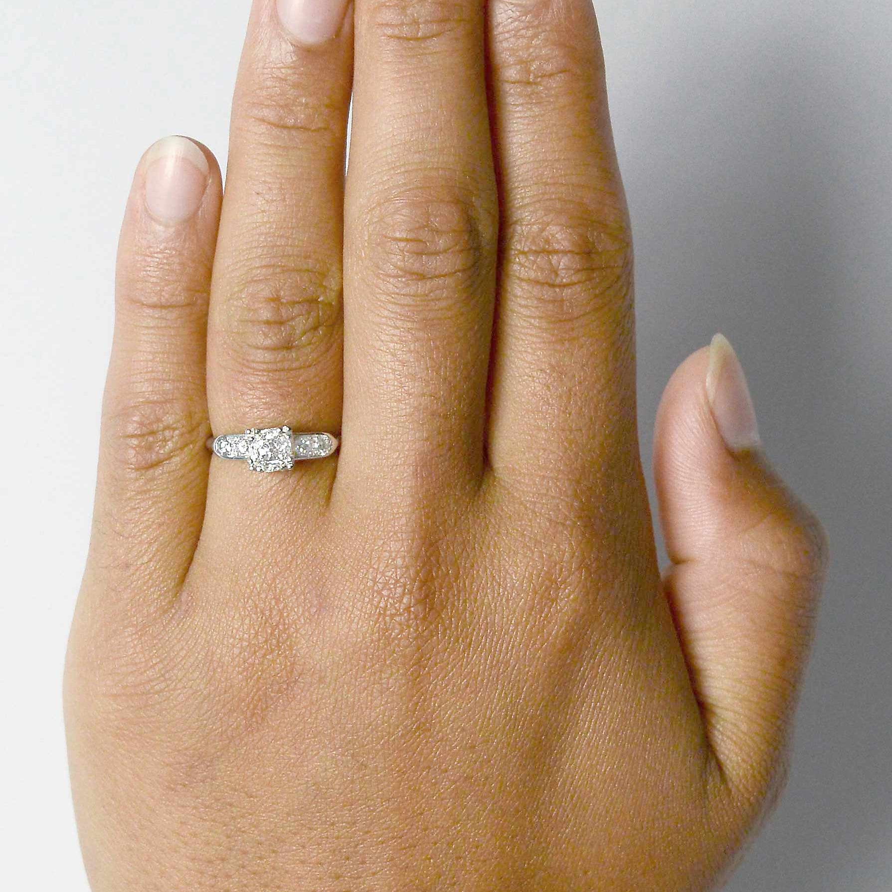 Old mine diamond antique platinum wedding ring.