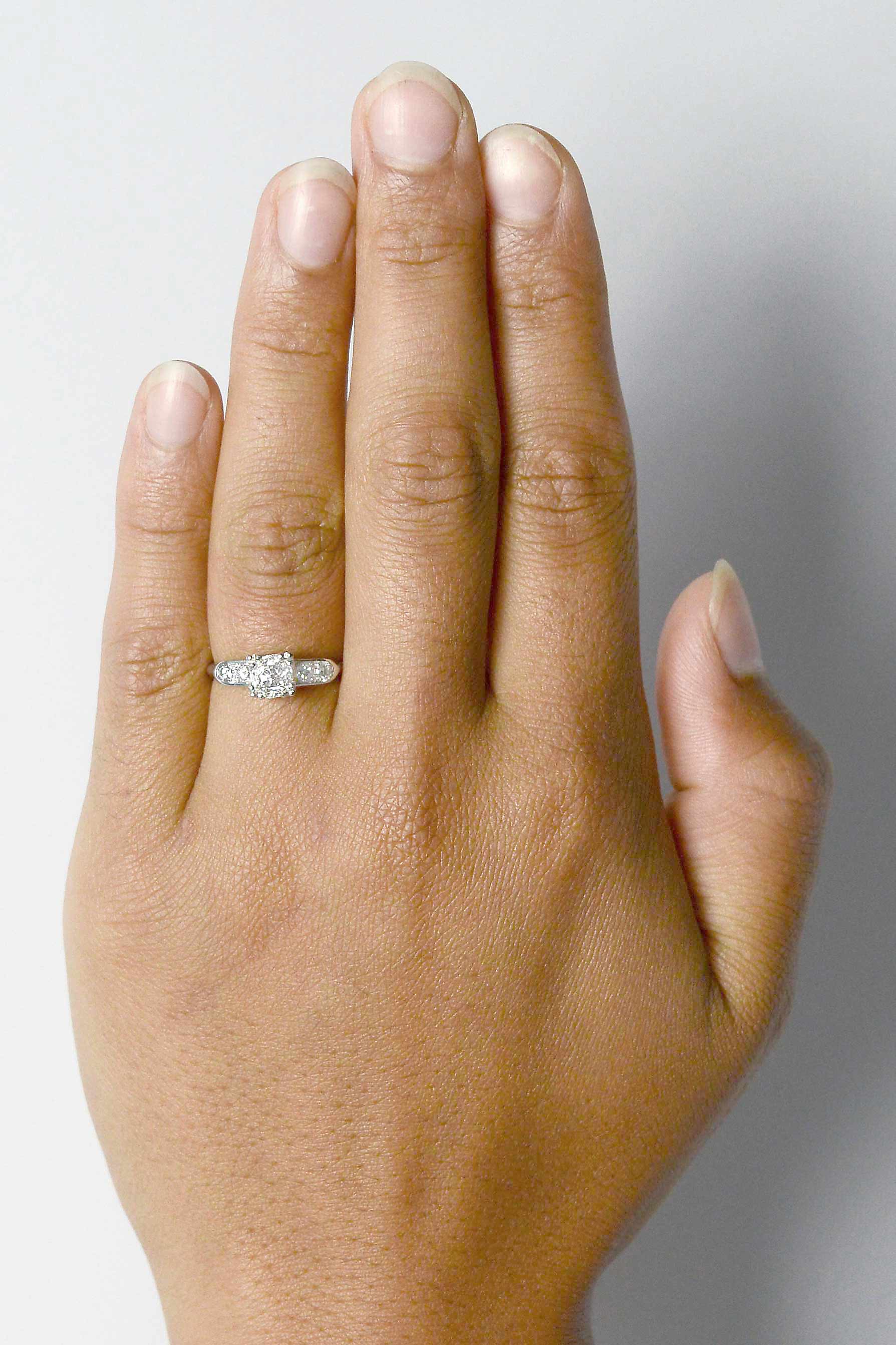 Old mine diamond antique platinum wedding ring.