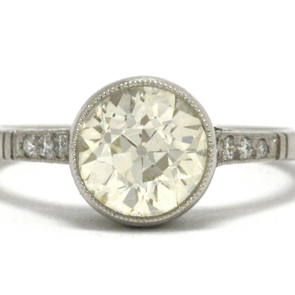 An Art Deco large diamond platinum solitaire engagement ring.