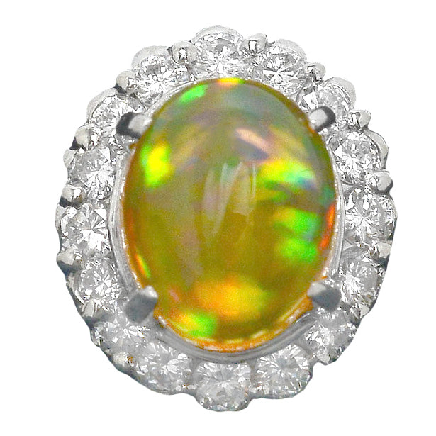 An oval cabochon cut opal dome ring.