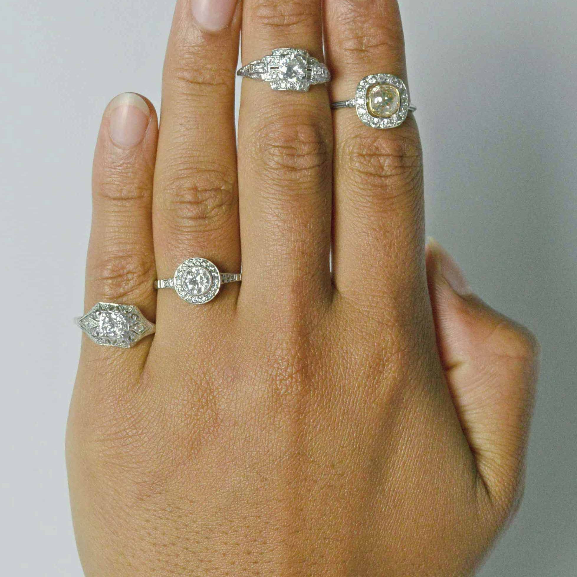 Antique diamond weddina and bridal rings.