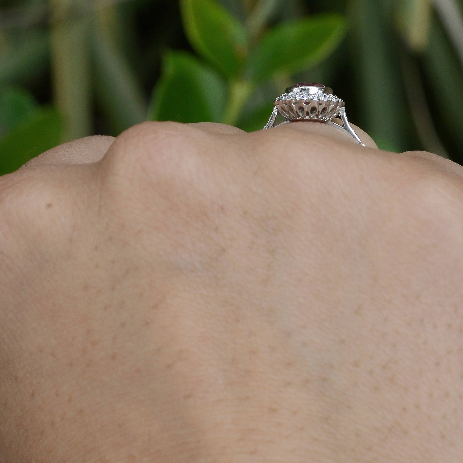 Bezel set sapphire Edwardian style wedding ring.