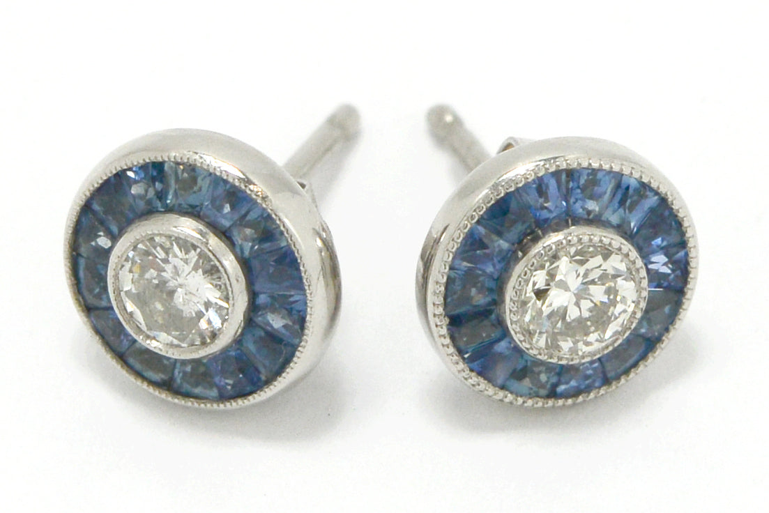 Sapphire and Diamond stud Earrings