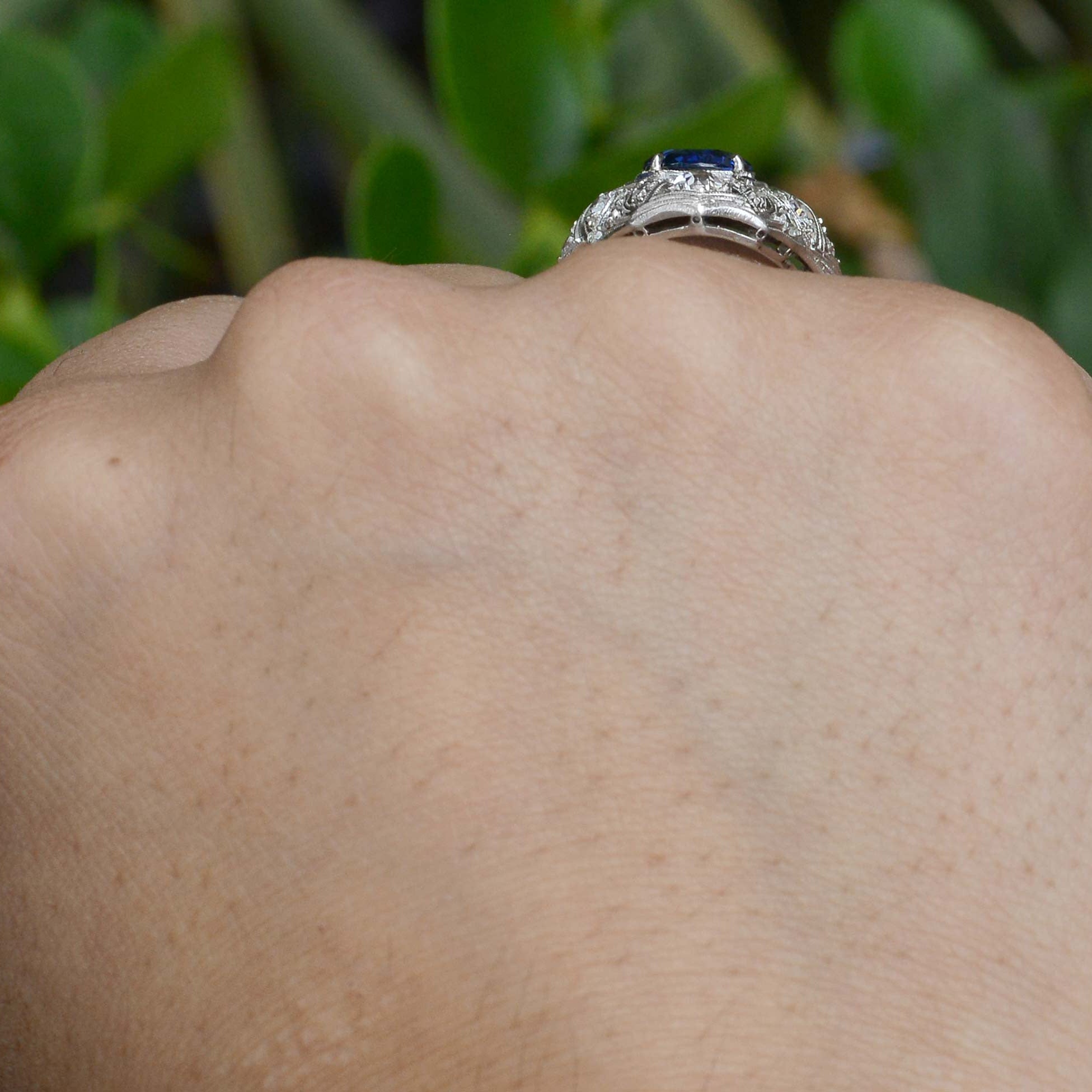 Antique Belle Epoque Filigree Sapphire Ring