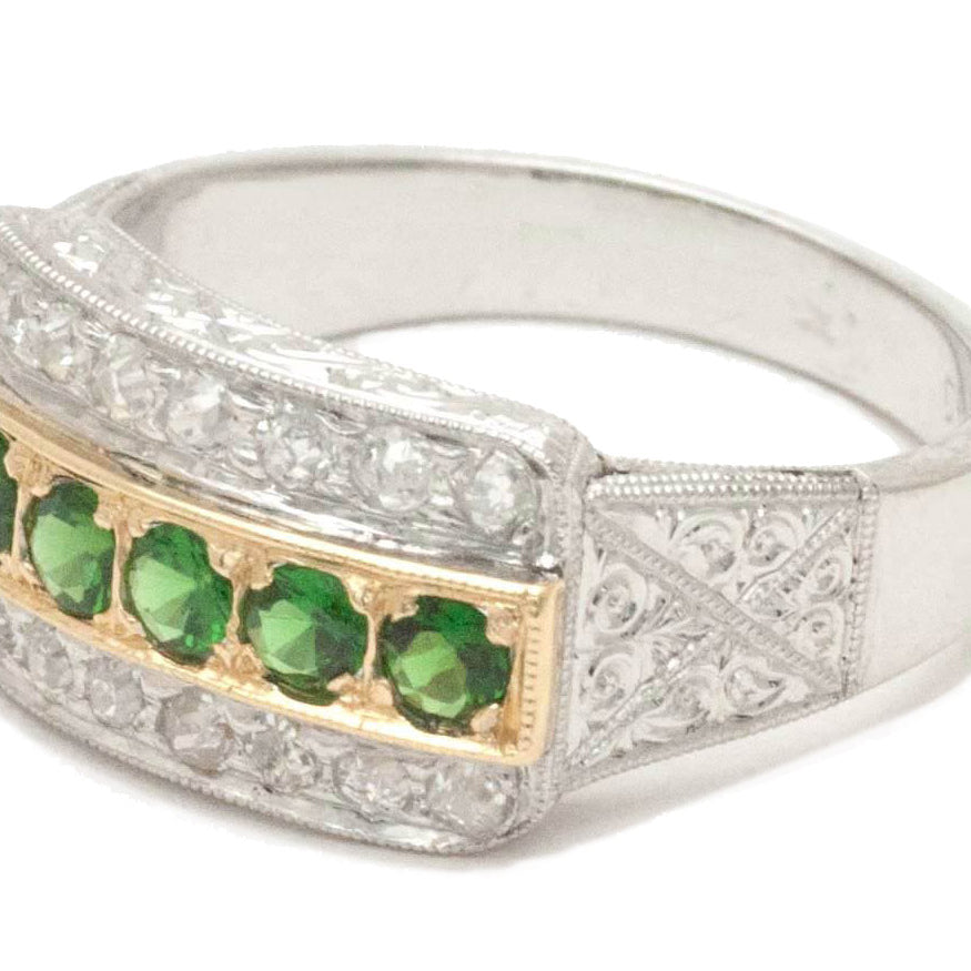 Vintage Tsavorite Garnet Wedding Band