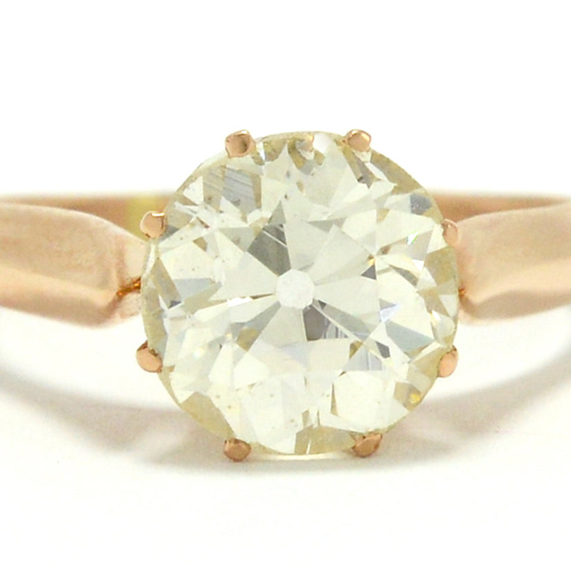 A 2.58 old mine brilliant cut diamond, single stone wedding ring.