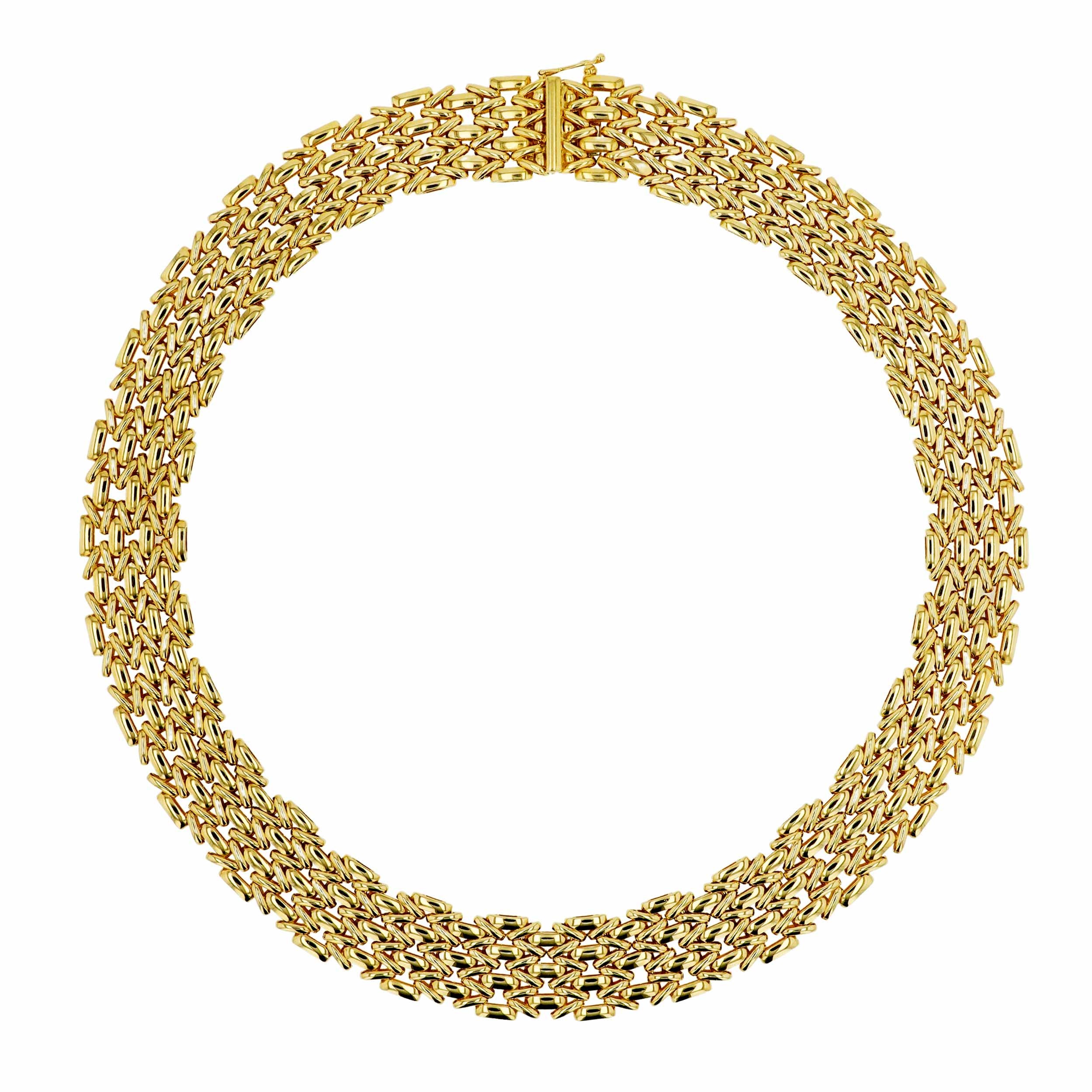 Cartier Panther Style Wide 18K Gold Choker Necklace