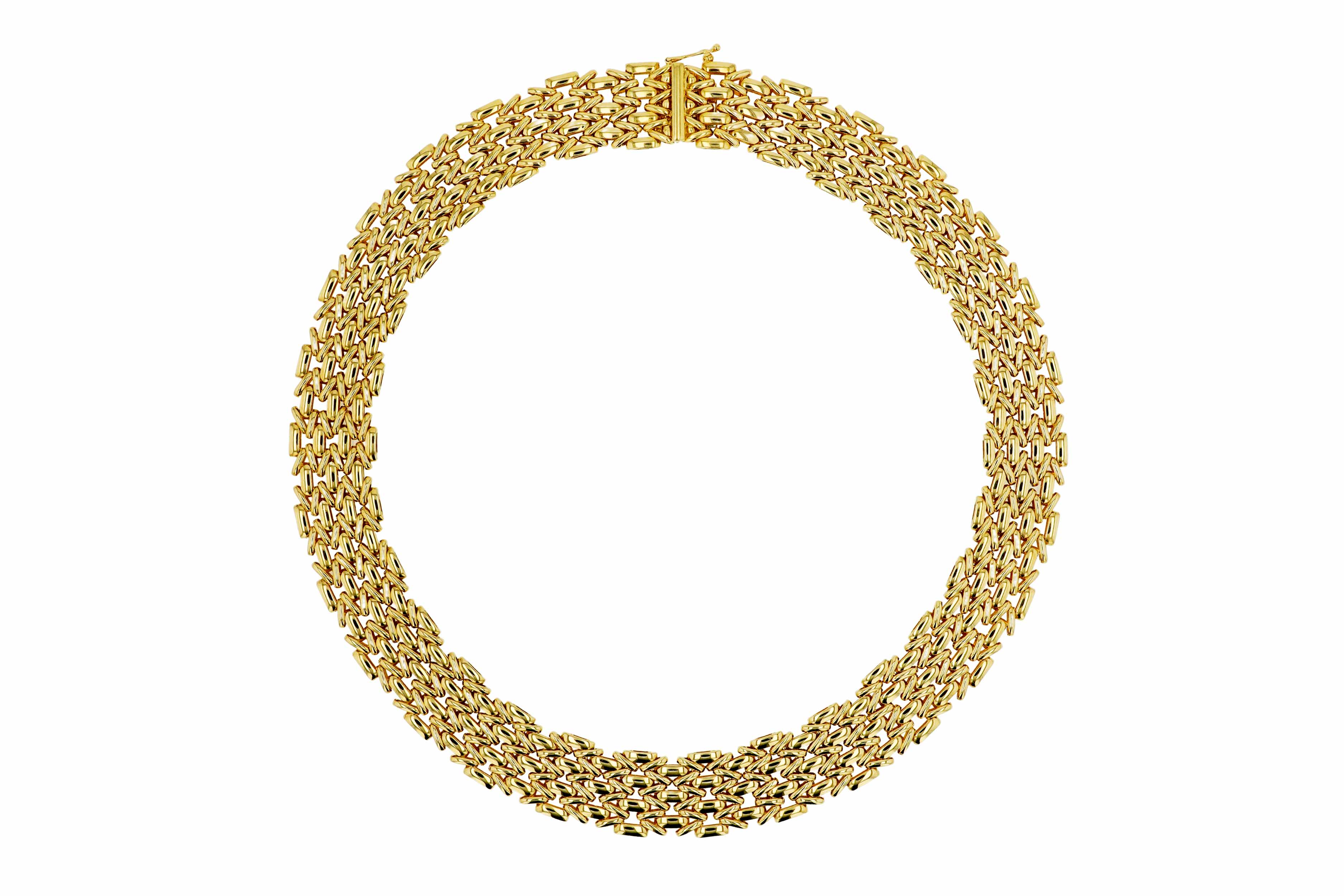 Cartier Panther Style Wide 18K Gold Choker Necklace