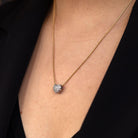 Vintage 1980s Pavé Diamond 2-Tone Puffed Heart Necklace