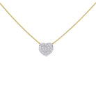 Vintage 1980s Pavé Diamond 2-Tone Puffed Heart Necklace