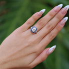 1/2 Carat Emerald Cut Diamond Art Deco Style Sapphire Halo Engagement Ring