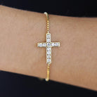 Vintage 1990s 3/4 Carat Diamond 14k Gold Cross Bracelet