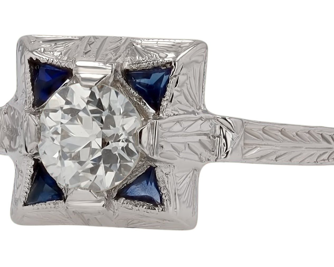 0.65ct Old European Cut Diamond Art Deco Engagement Ring