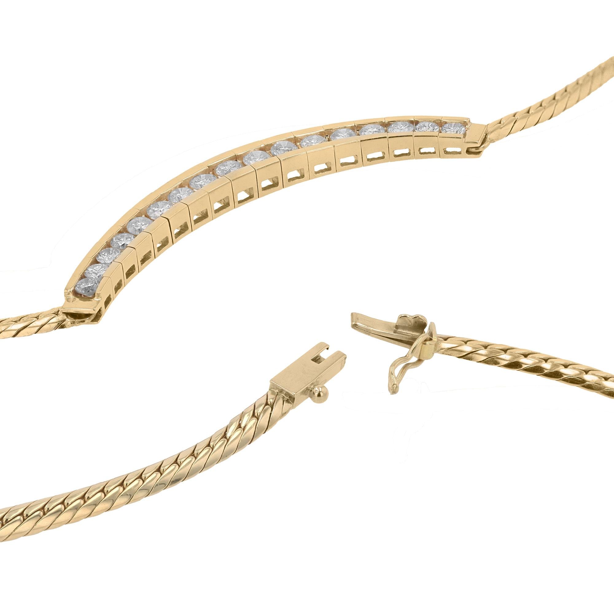 1980s Vintage 1.10 Ctw Diamond 14k Yellow Gold Bib Necklace