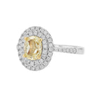 1.16 Carat Fancy Yellow Oval Diamond Double Halo Engagement Ring