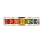 RDY Multi Color Rainbow Sapphire Yellow Gold Wedding Band