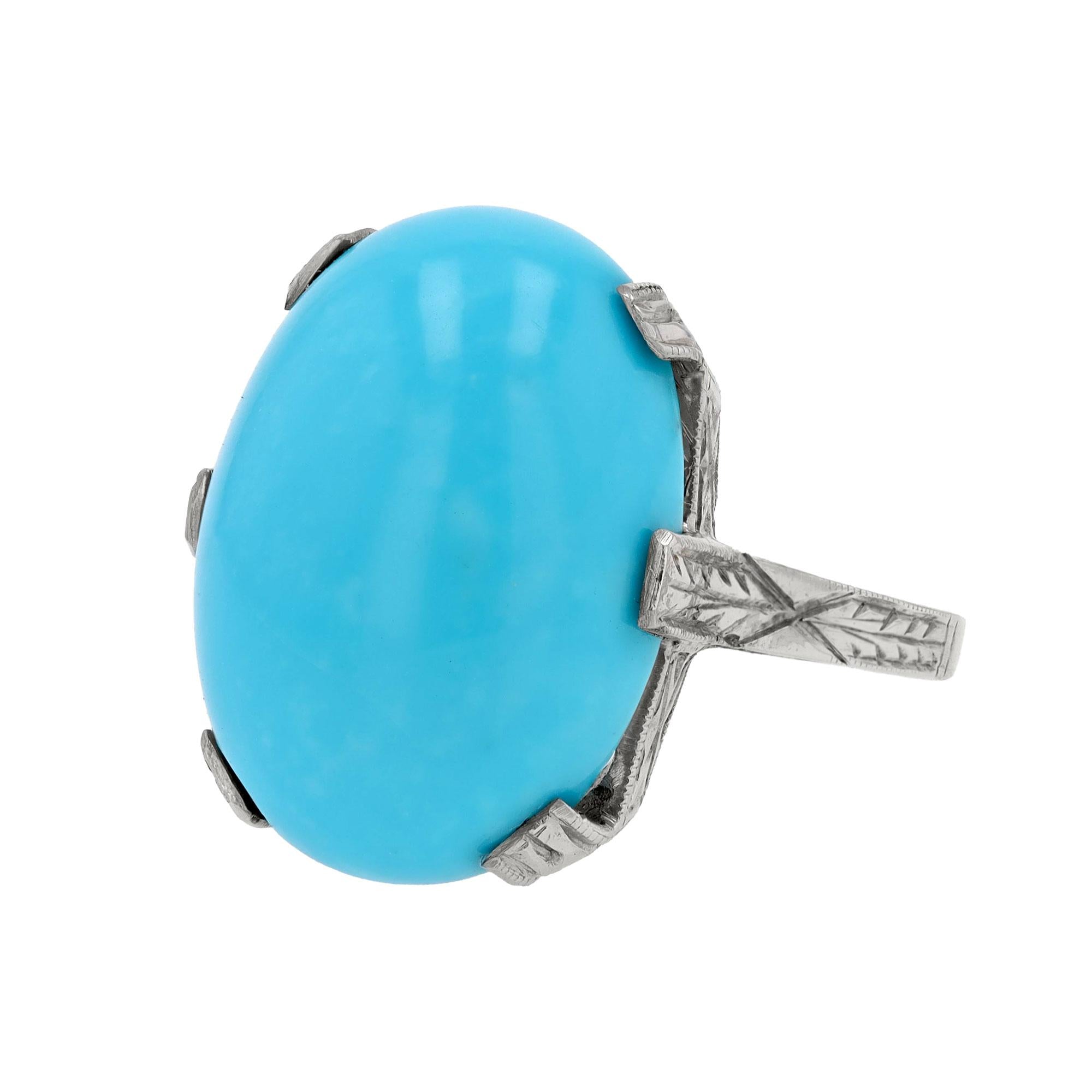 10.10ct Sleeping Beauty Turquoise Art Deco Estate Ring