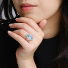 Vintage 4.20 Carat Blue Topaz Filigree Art Deco Revival Dinner Ring