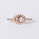 Oval Morganite and Diamond 14k Rose Gold Halo Engagement Ring