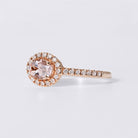 Oval Morganite and Diamond 14k Rose Gold Halo Engagement Ring