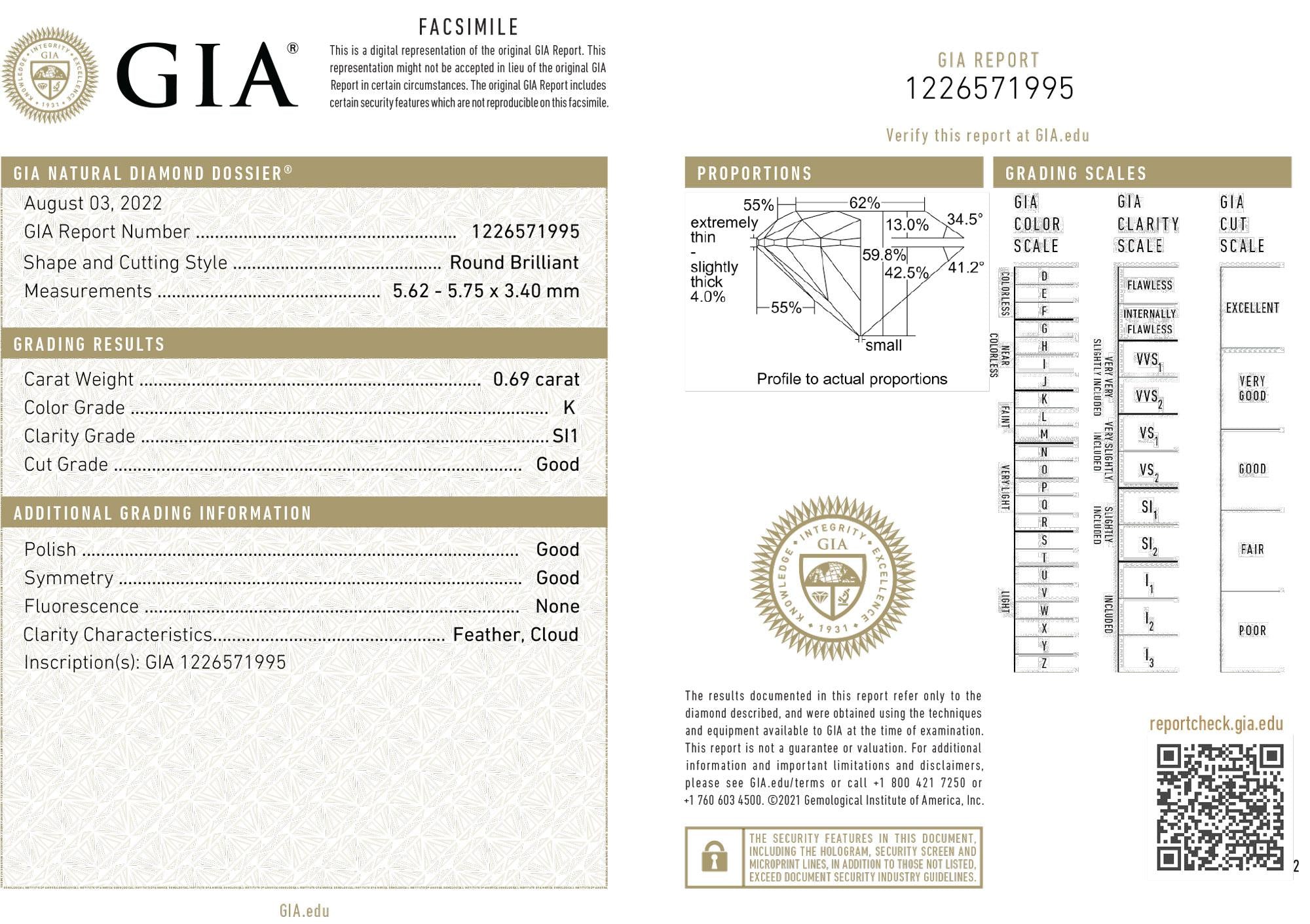 GIA Certified Round Diamond Yellow Gold Deco Engagement Ring