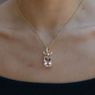 15 Carat Morganite & Diamond Yellow Gold Rope Necklace