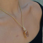 15 Carat Morganite & Diamond Yellow Gold Rope Necklace